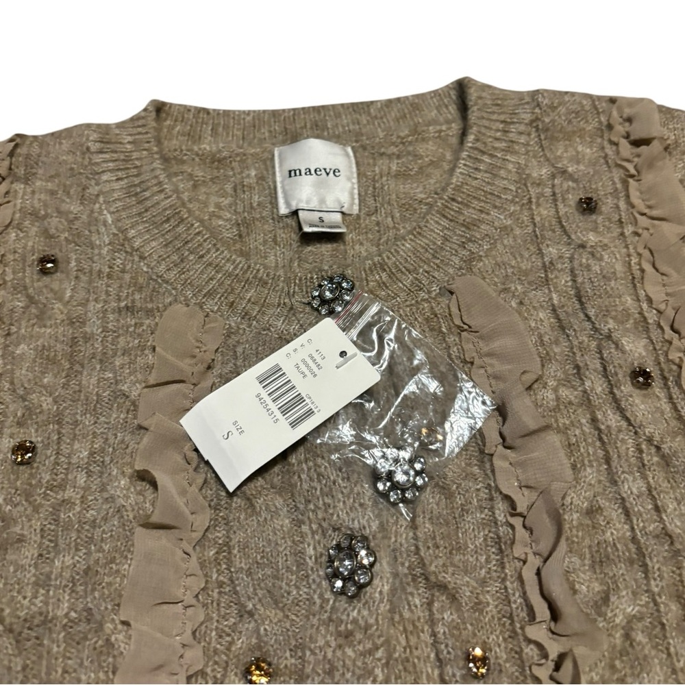 NEW Maeve Short-Sleeve Embellished Ruffled Cardigan Sweater - Picture 10 of 13